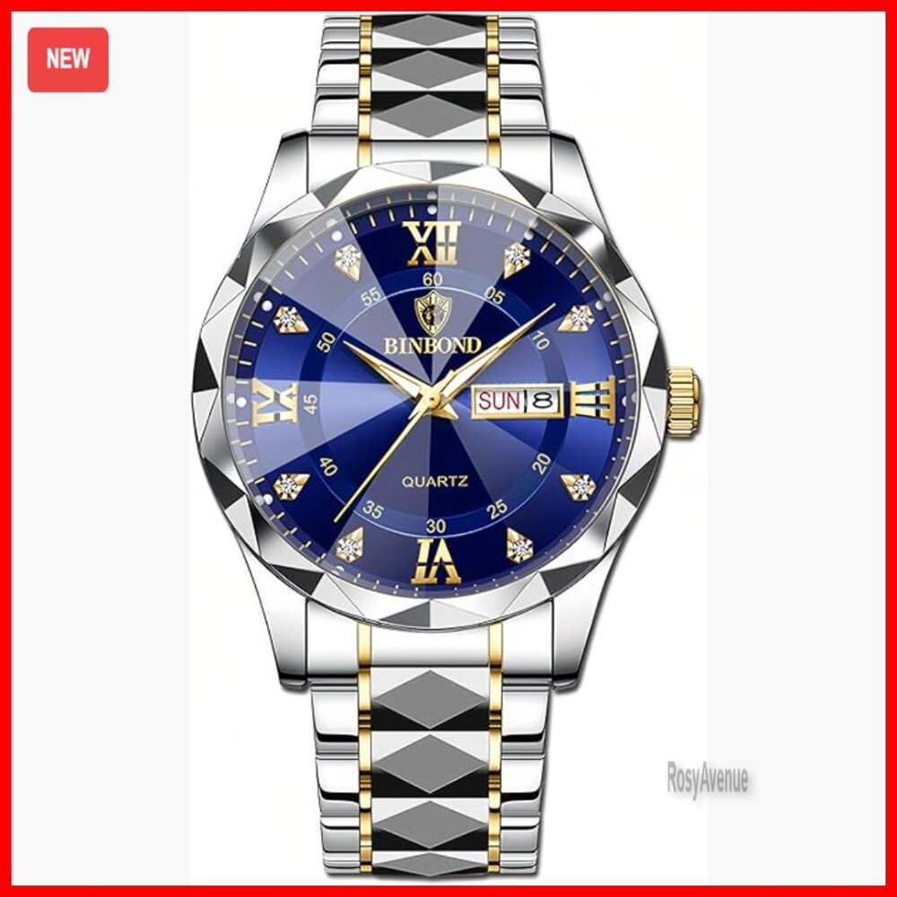 Stainless Steel Business Watch With Roman Numerals Day Date Calendar